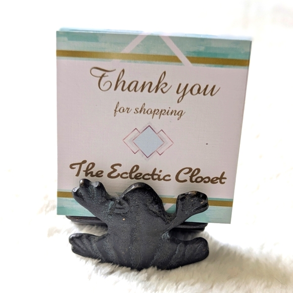 Vintage Bronze Frog Accent Business Card Holder - Picture 1 of 11